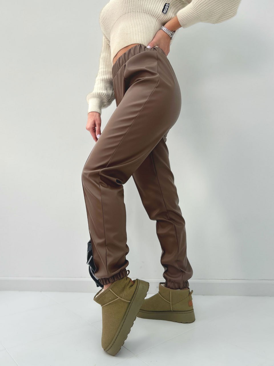 Штани з екошкіри на флісі "Calvin"