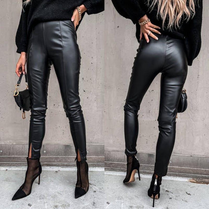 Шкіряні штани на флісі з розрізами "Dallas"