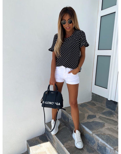 Жіноча блуза в горох "Ненсі"