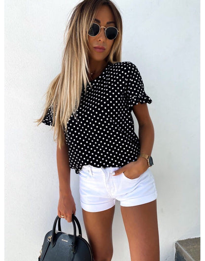 Жіноча блуза в горох "Ненсі"