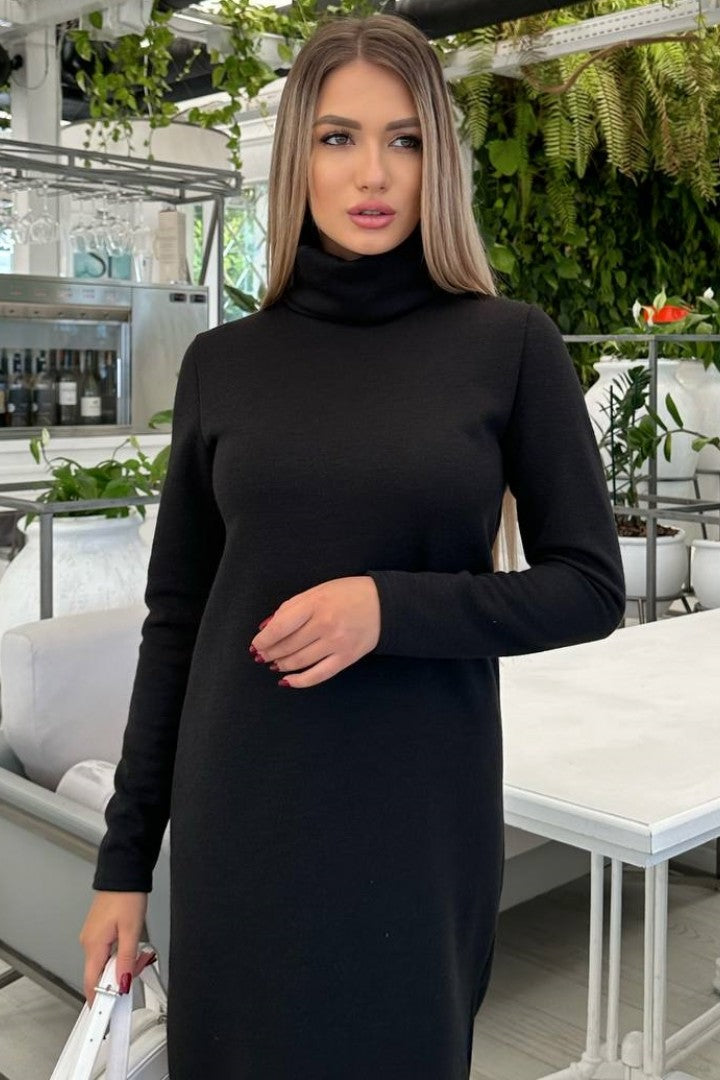 Тепле ангорова сукня міді з високим коміром "Amina"