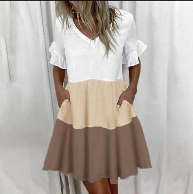 Триколірне літнє плаття з кишенями "Megan"