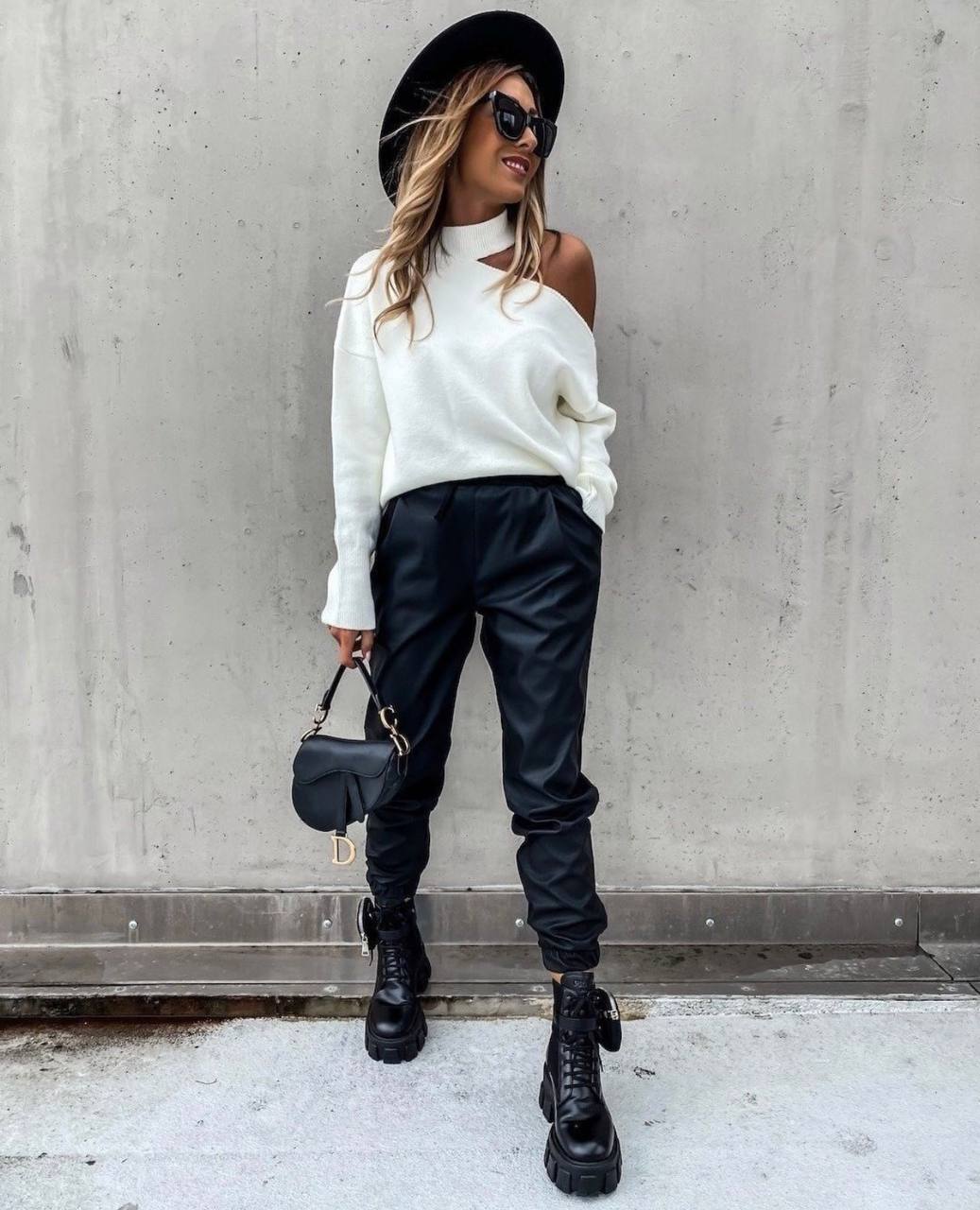 Штани-джогери з екошкіри на флісі "Spenser"