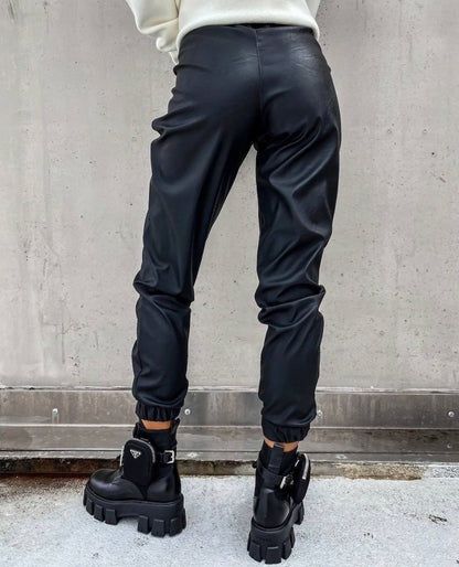 Штани-джогери з екошкіри на флісі "Spenser"