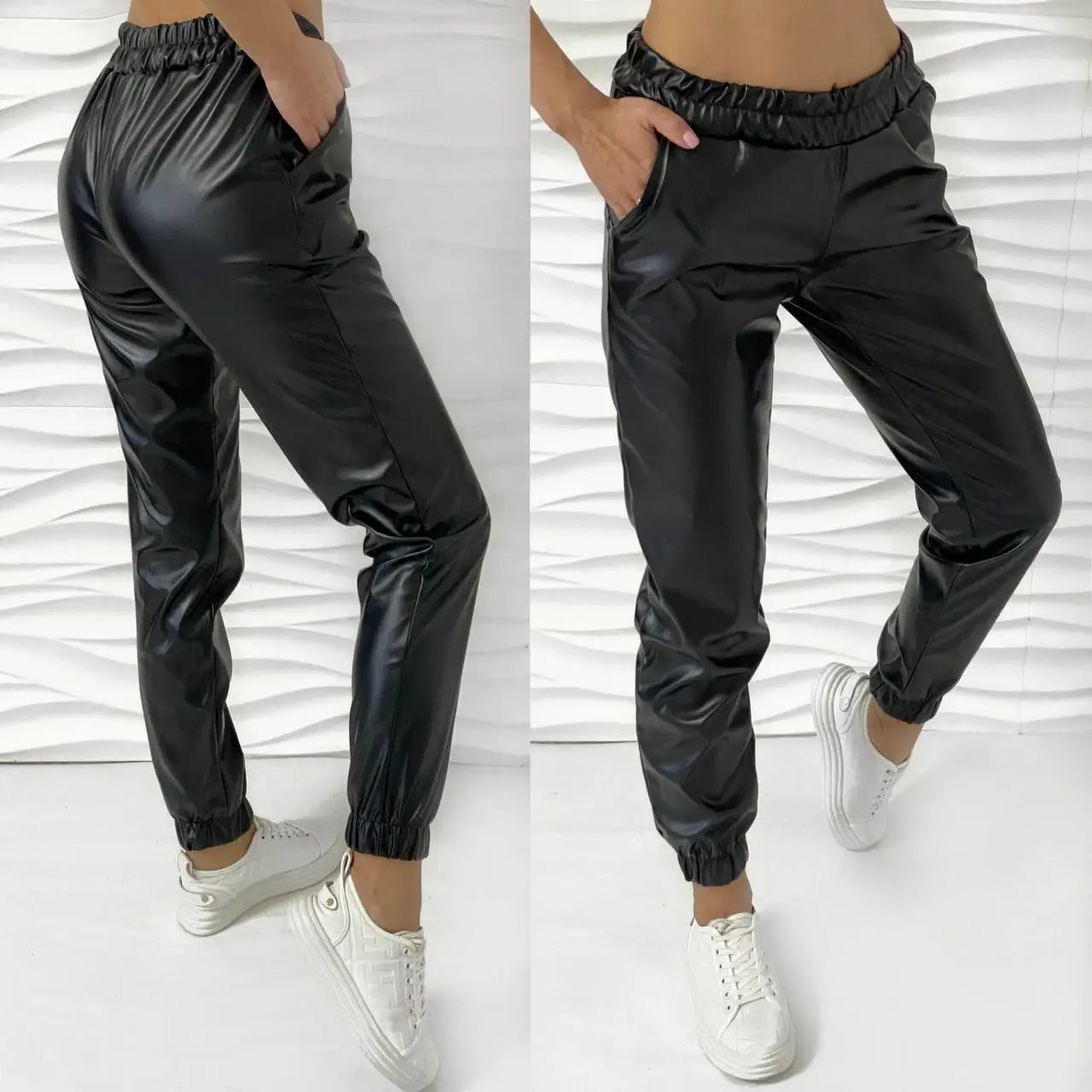 Штани-джогери з екошкіри на флісі "Spenser"