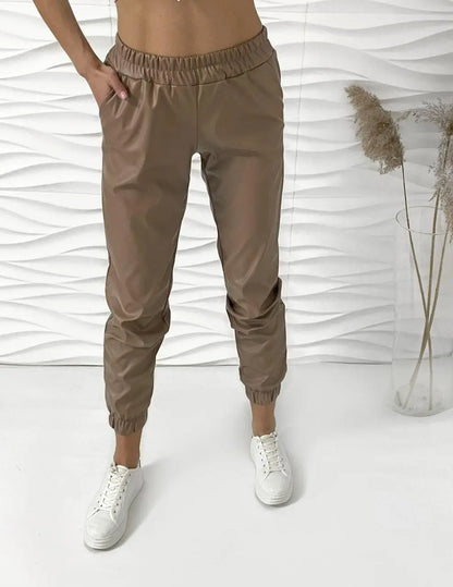 Штани-джогери з екошкіри на флісі "Spenser"