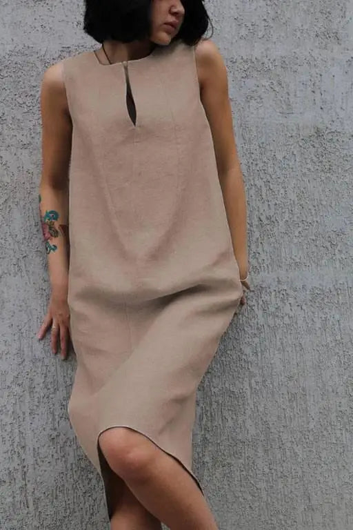 Лляне плаття міді "Viki"