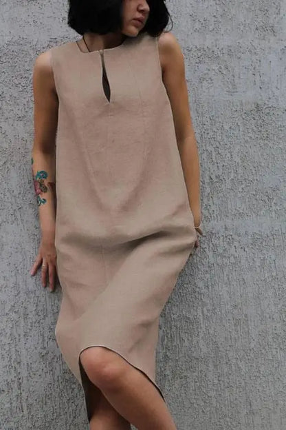 Лляне плаття міді "Viki"