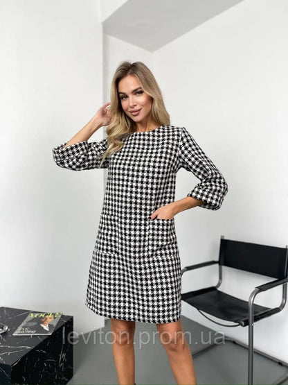 Сукня з принтом в гусячу лапку "Rosemary"