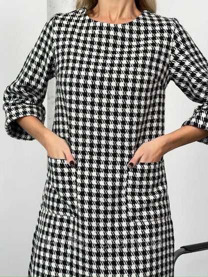 Сукня з принтом в гусячу лапку "Rosemary"