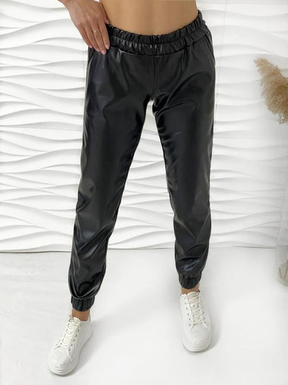 Штани-джогери з екошкіри на флісі "Spenser"