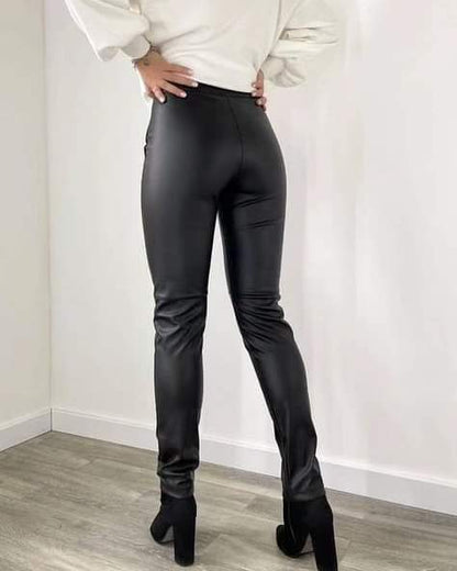 Стильні шкіряні штани жіночі "Casual"