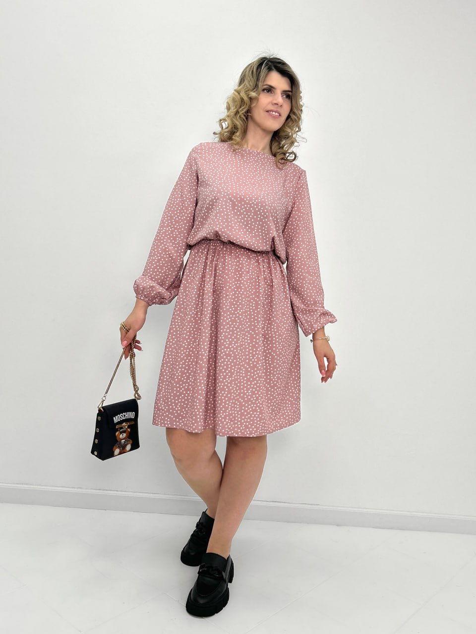 Сукня в горошок з довгим рукавом "Virginia"