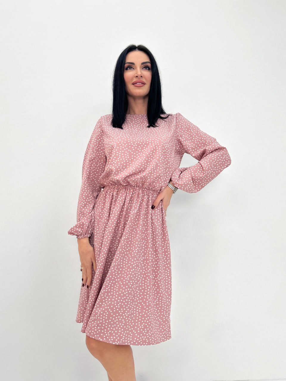 Сукня в горошок з довгим рукавом "Virginia"