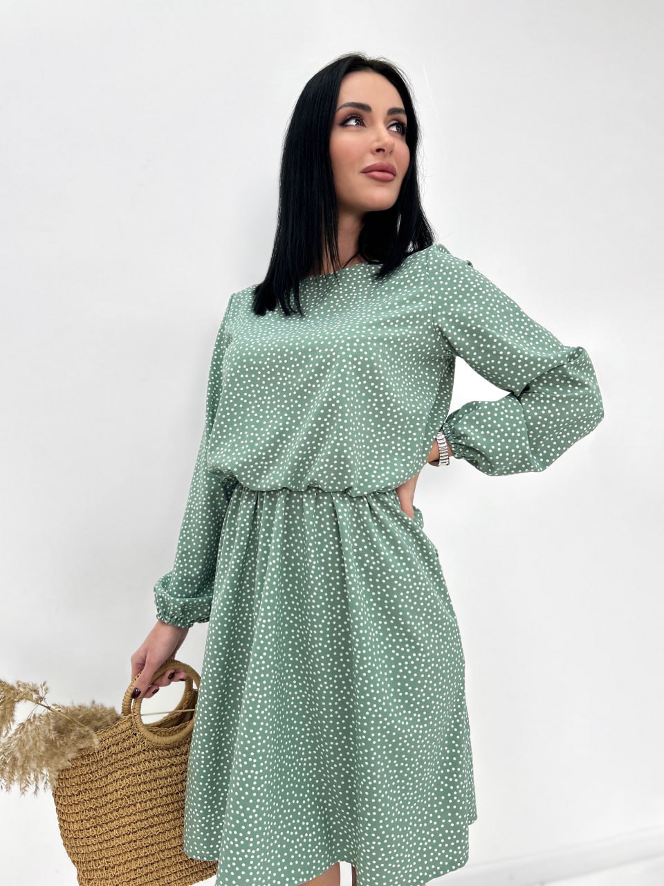 Сукня в горошок з довгим рукавом "Virginia"