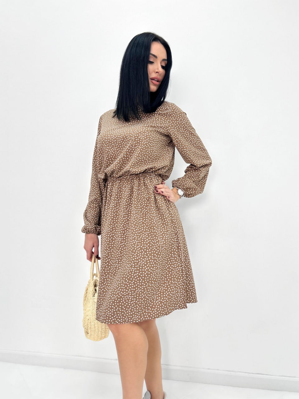 Сукня в горошок з довгим рукавом "Virginia"