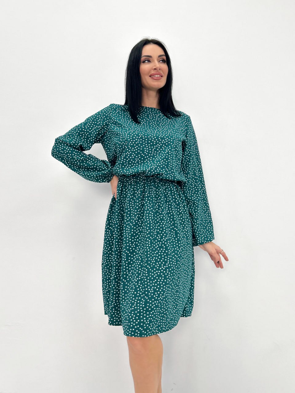 Сукня в горошок з довгим рукавом "Virginia"