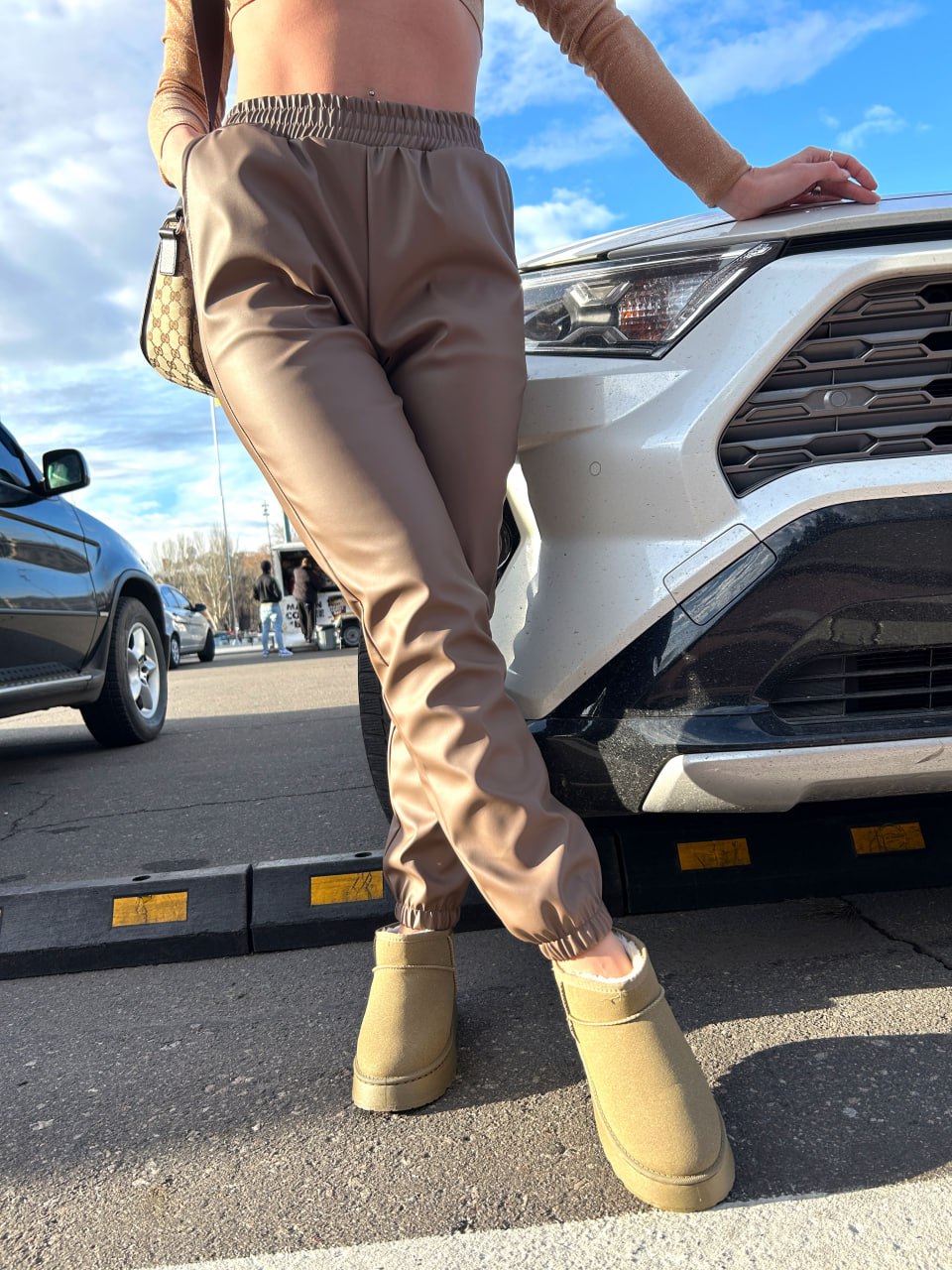 Штани-джогери з екошкіри на флісі "Spenser"