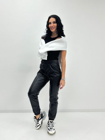 Штани з екошкіри на флісі "Calvin"