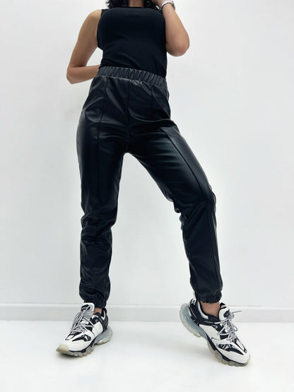 Штани з екошкіри на флісі "Calvin"