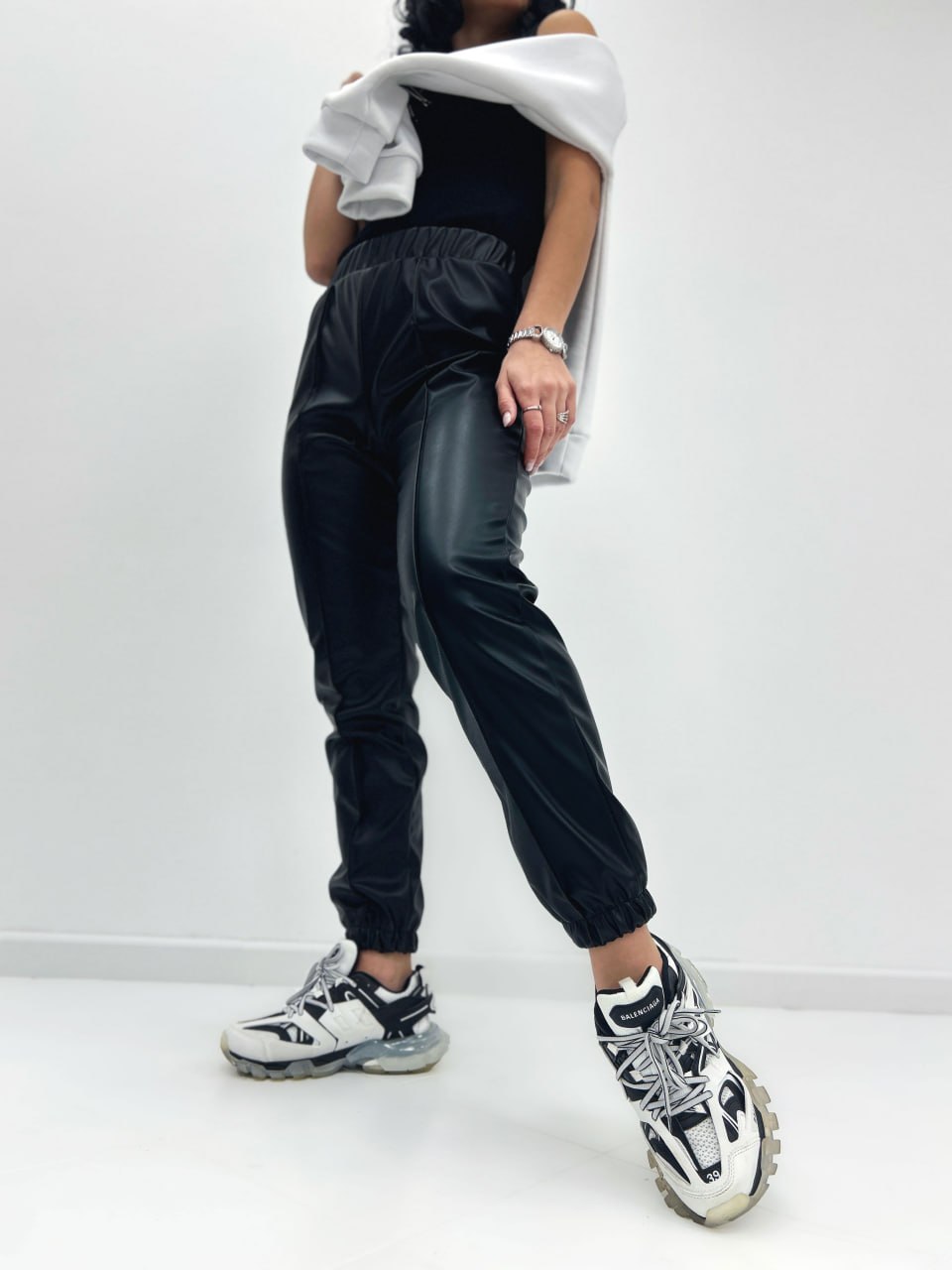 Штани з екошкіри на флісі "Calvin"