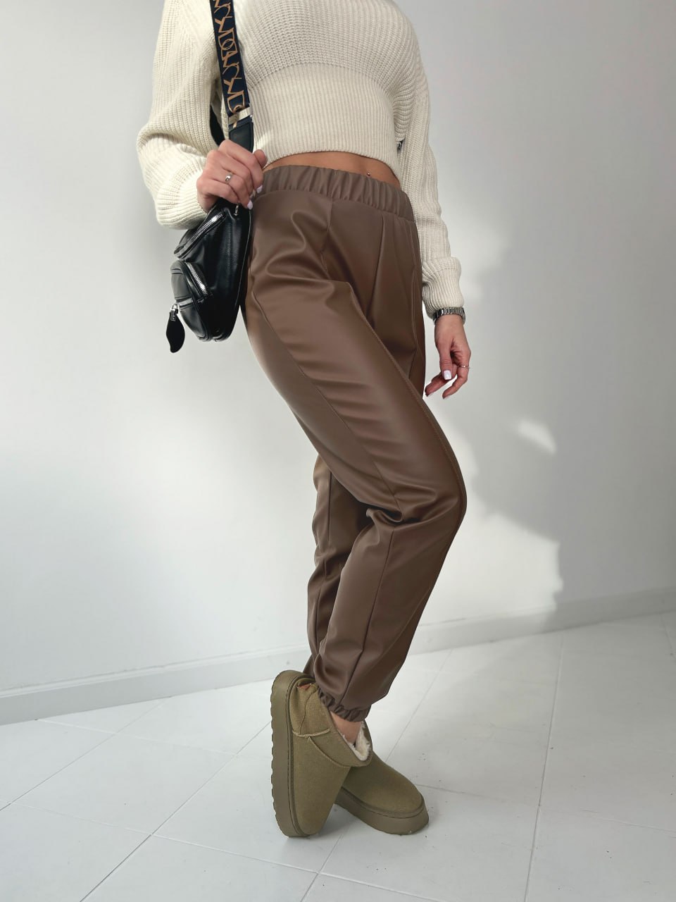 Штани з екошкіри на флісі "Calvin"