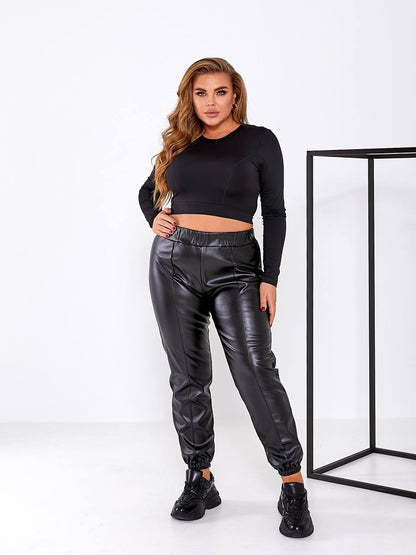 Штани з екошкіри на флісі "Calvin"