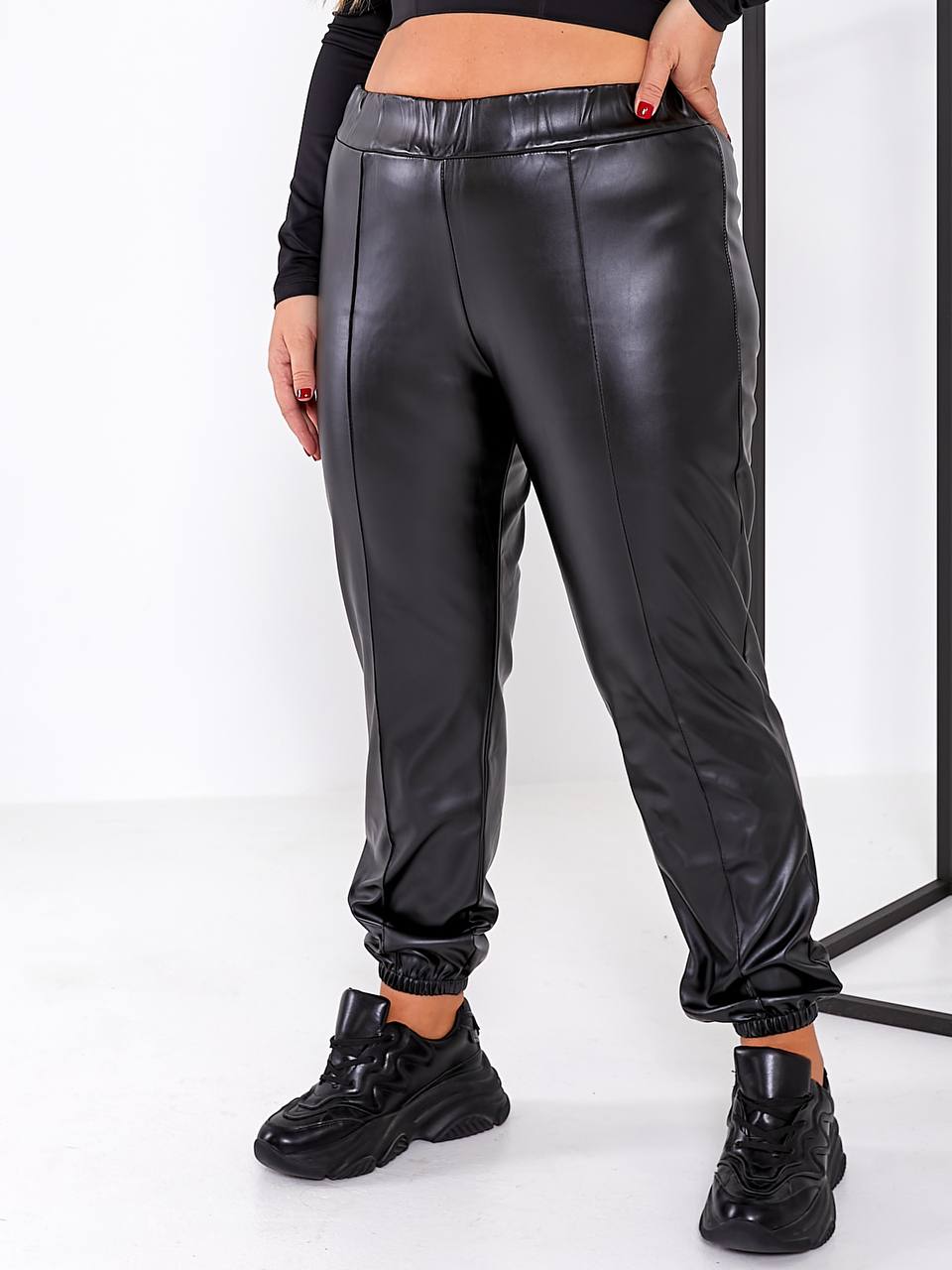 Штани з екошкіри на флісі "Calvin"