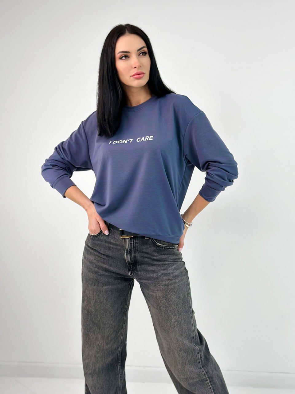 Світшот з двонитки "I don`t care"