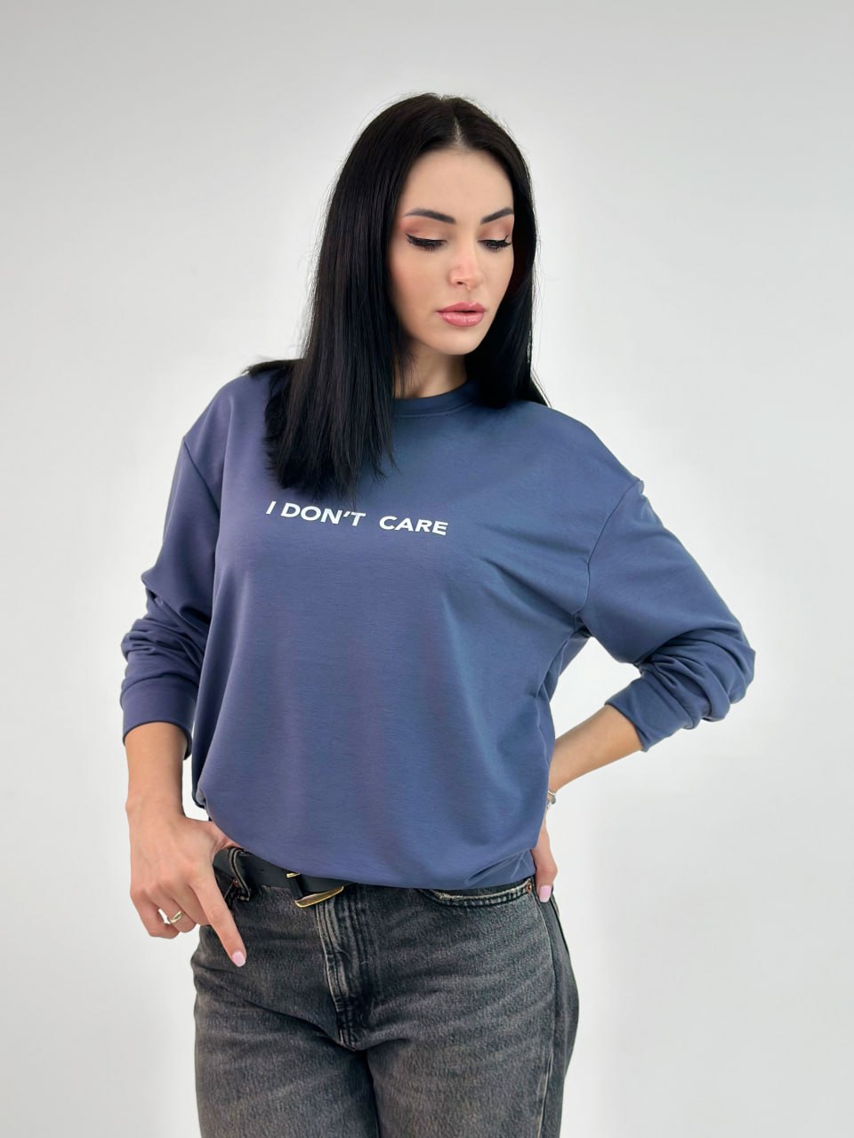 Світшот з двонитки "I don`t care"