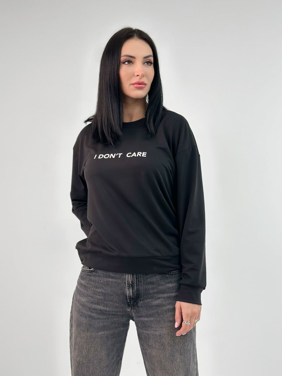 Світшот з двонитки "I don`t care"