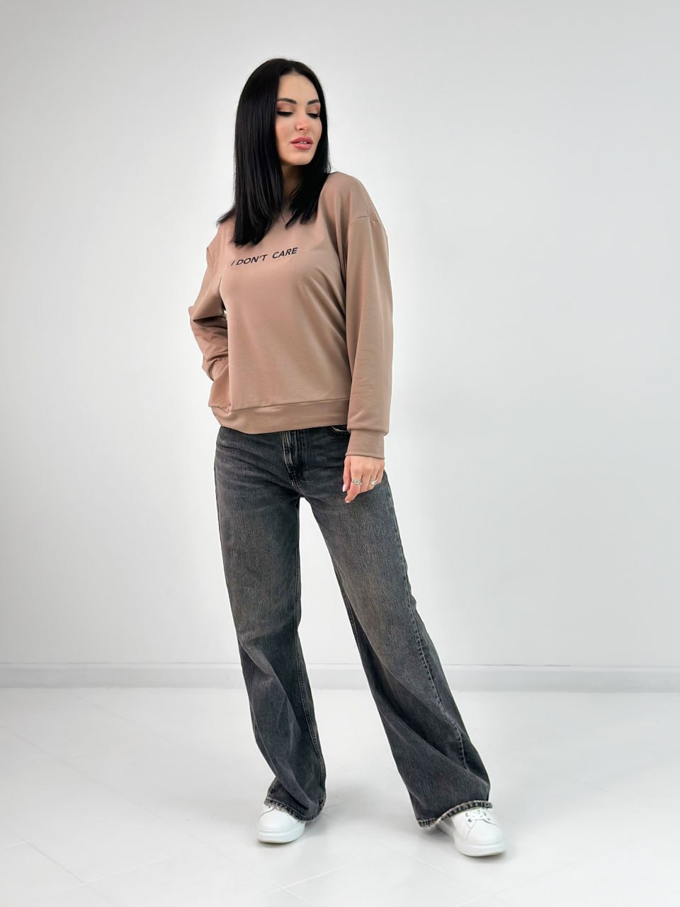 Світшот з двонитки "I don`t care"