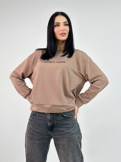 Світшот з двонитки "I don`t care"