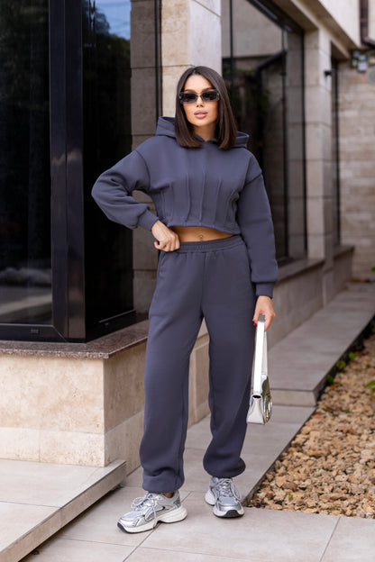 Спортивний костюм на флісі з коротким худі "Navi"