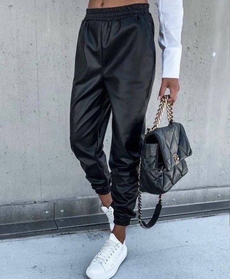 Штани-джогери з екошкіри на флісі "Spenser"