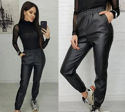 Штани-джогери з екошкіри на флісі "Spenser"