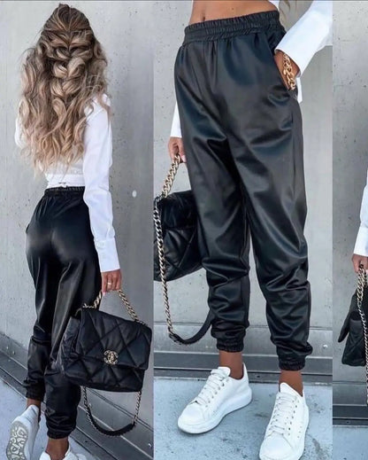 Штани-джогери з екошкіри на флісі "Spenser"