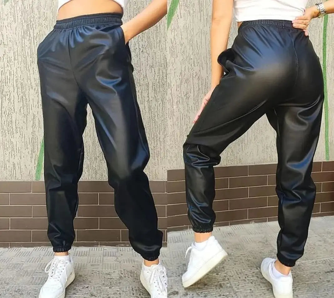 Штани-джогери з екошкіри на флісі "Spenser"