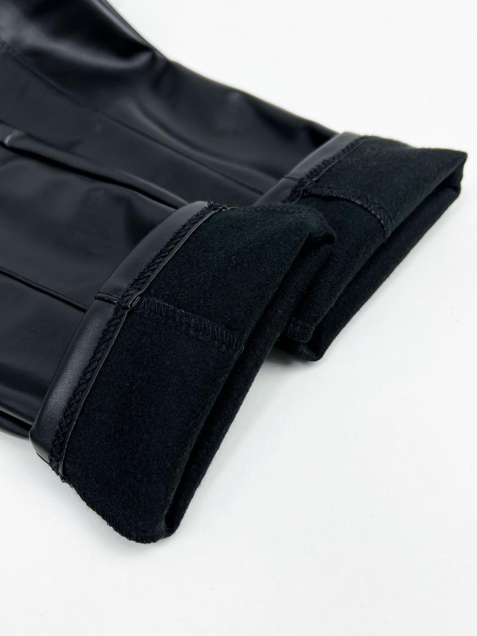 Утеплені трендові шкіряні легінси на флісі "Style"
