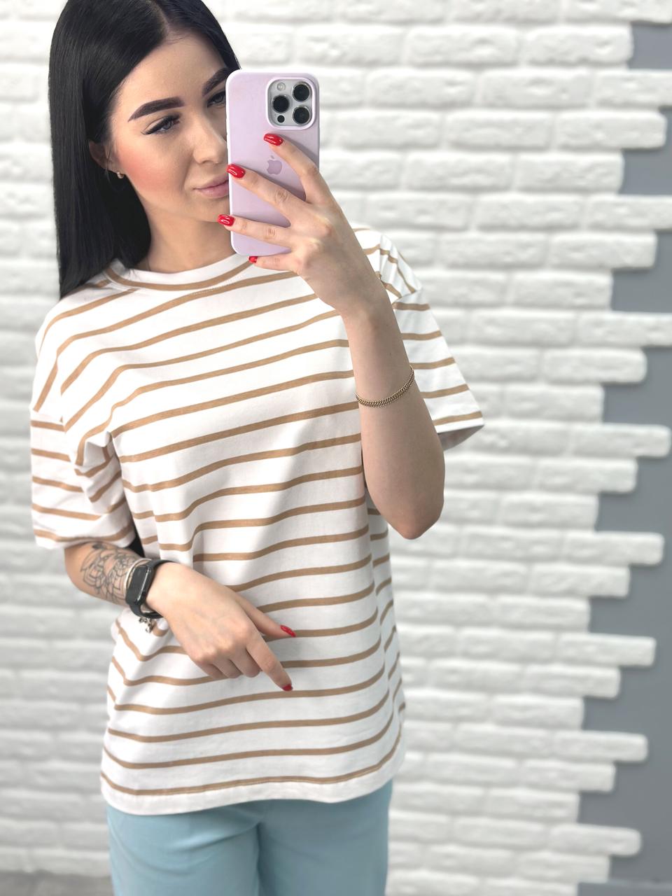 Подовжена футболка в смужку "Modis"