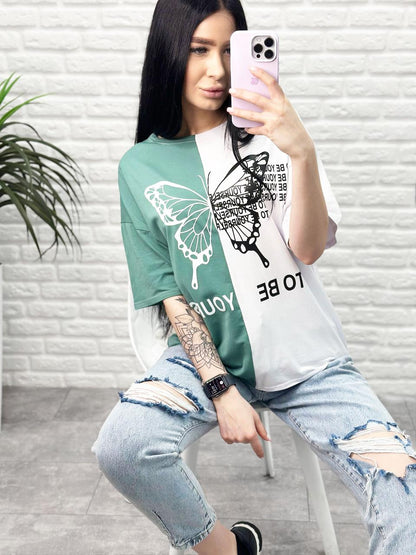 Двокольорова футболка "Butterfly"