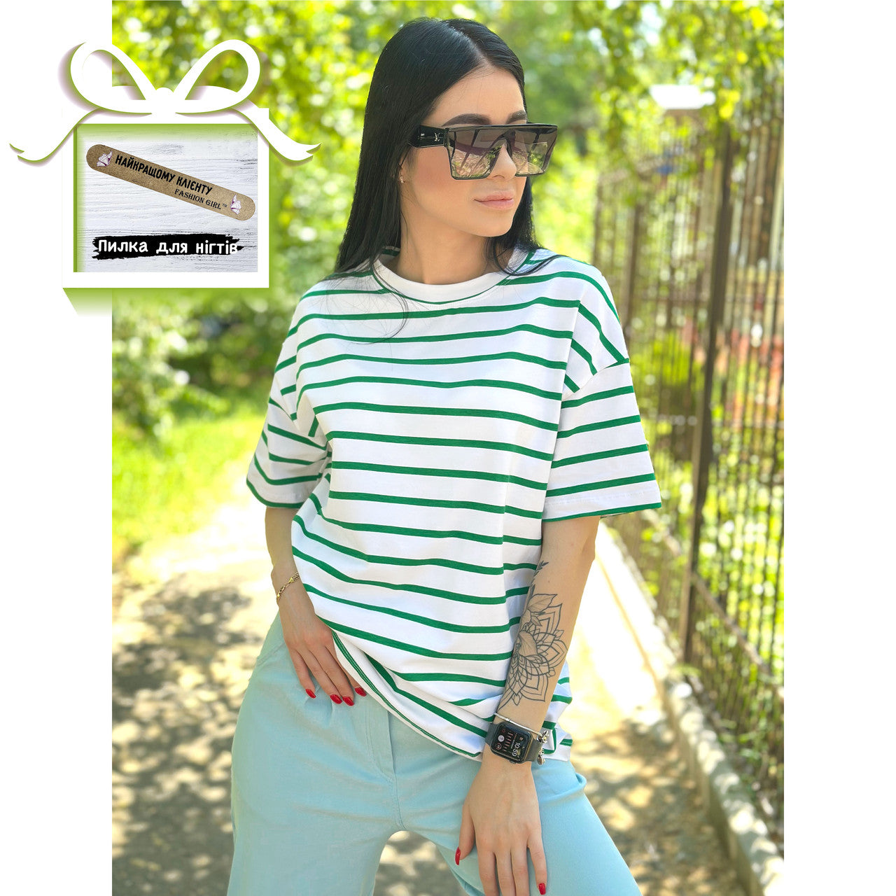 Подовжена футболка в смужку "Modis"