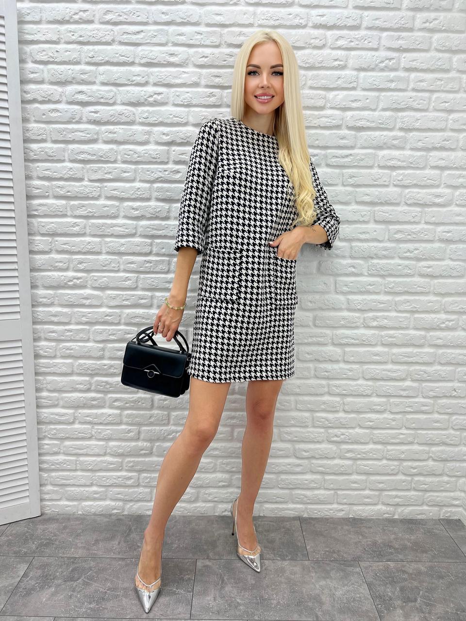 Сукня з принтом в гусячу лапку "Rosemary"