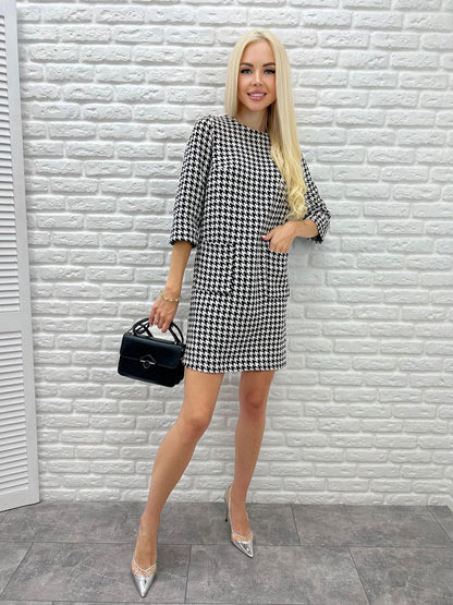 Сукня з принтом в гусячу лапку "Rosemary"