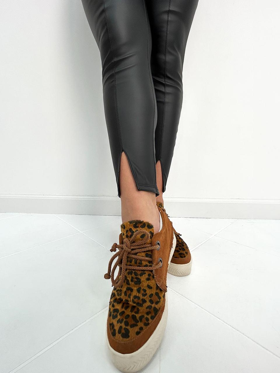 Шкіряні штани на флісі з розрізами "Dallas"