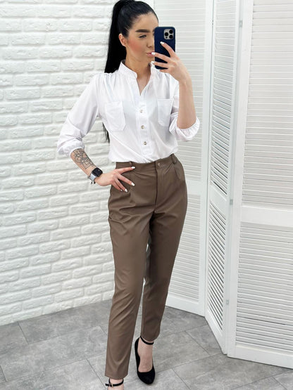 Прямі брюки з екошкіри "Arden"