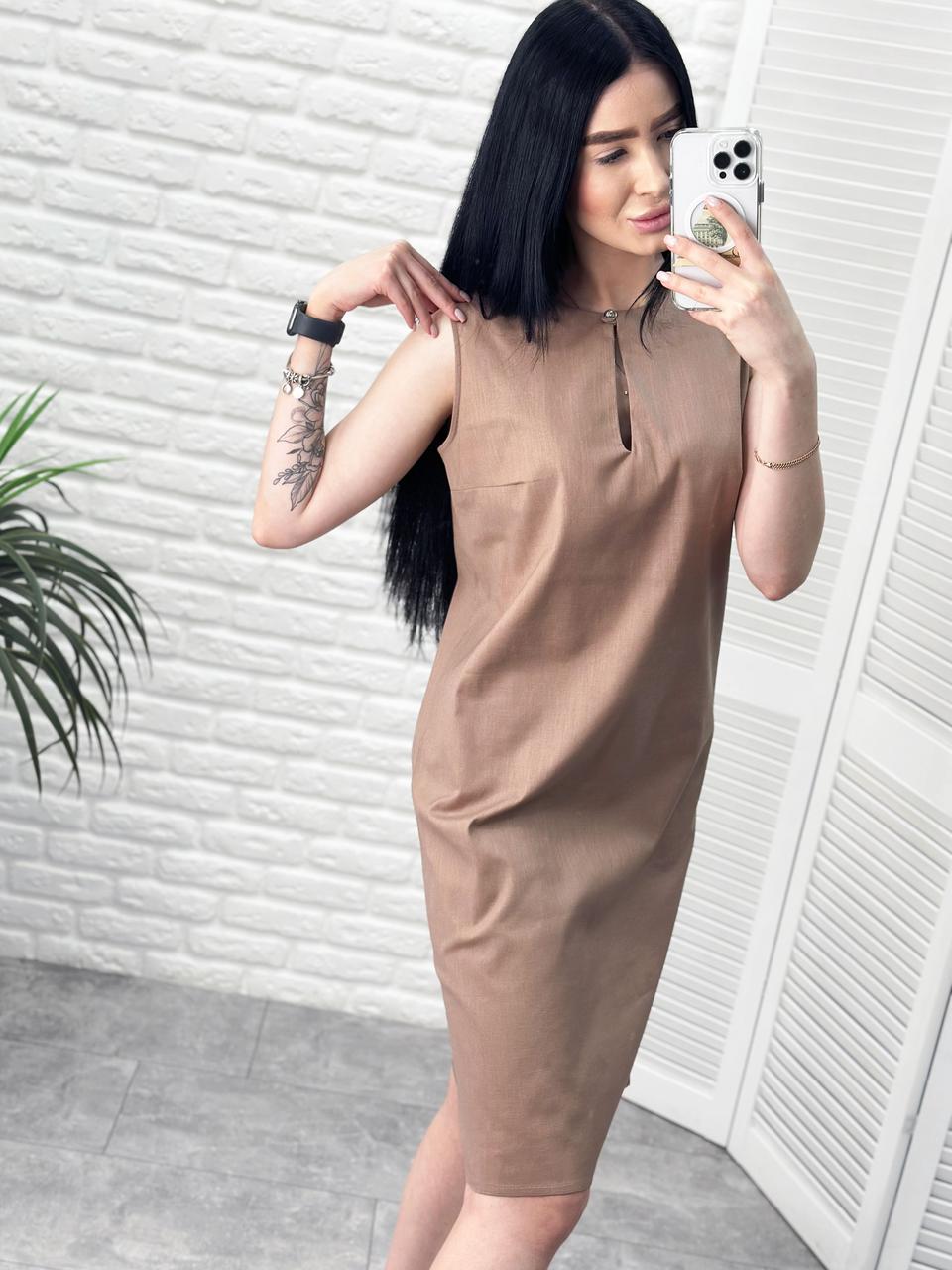 Лляне плаття міді "Viki"