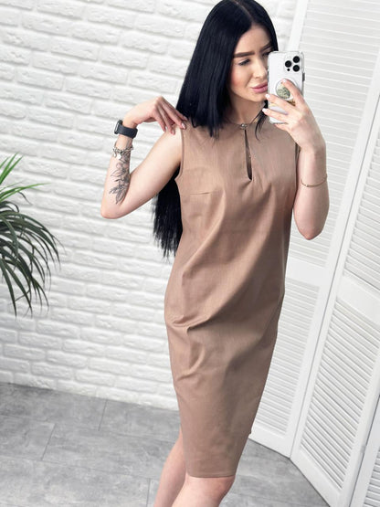 Лляне плаття міді "Viki"